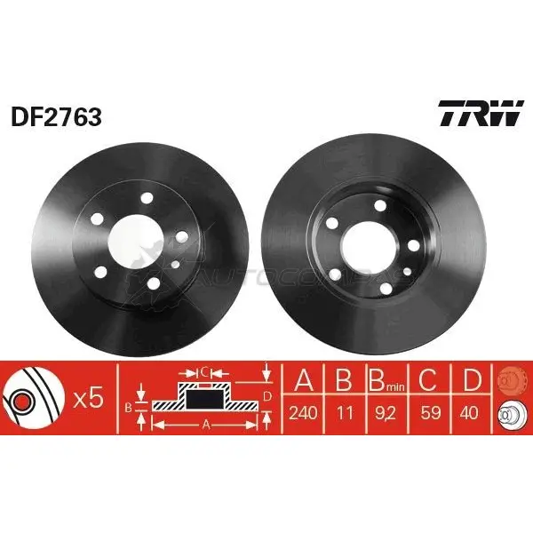 Тормозной диск TRW W IF7X df2763 1523754 3322937200504 изображение 0