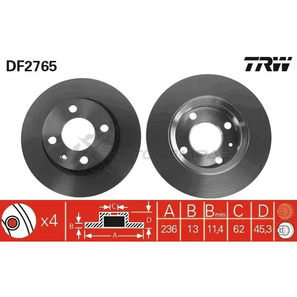 Тормозной диск TRW df2765 3322937184453 FW WS0 1523756 изображение 0