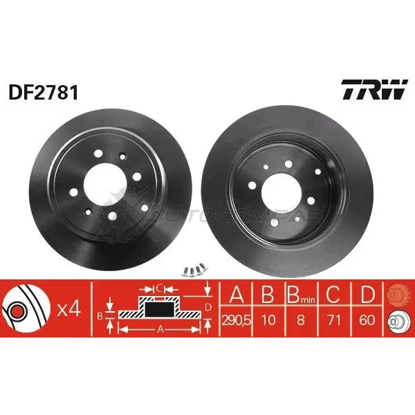 Тормозной диск TRW df2781 1523772 XBL0 ZJ 3322937187065 изображение 0