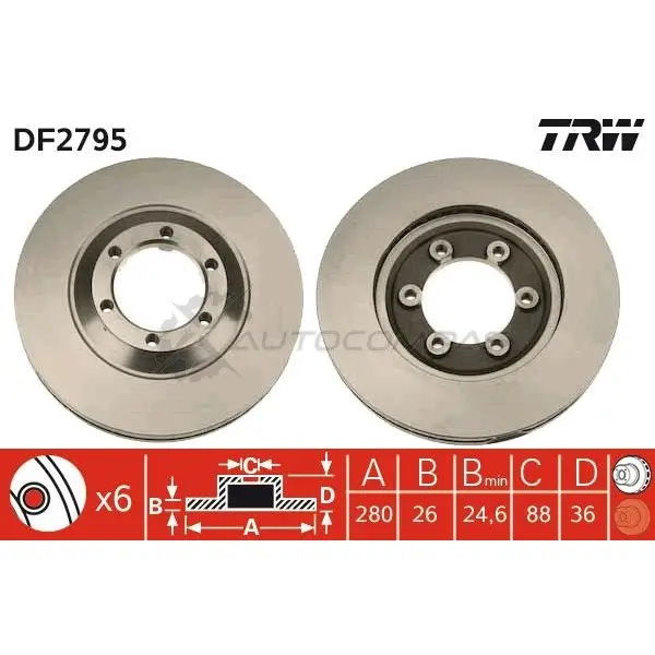 Тормозной диск TRW 77NSK 5 1523786 3322937187133 df2795 - Изображение 1