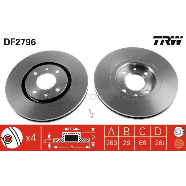 Тормозной диск TRW 1523787 df2796 3322937187140 T 7MNYCA изображение 0