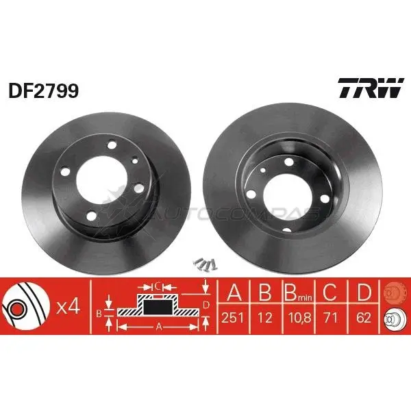 Тормозной диск TRW XD47 G 1523790 df2799 3322937187171 изображение 0