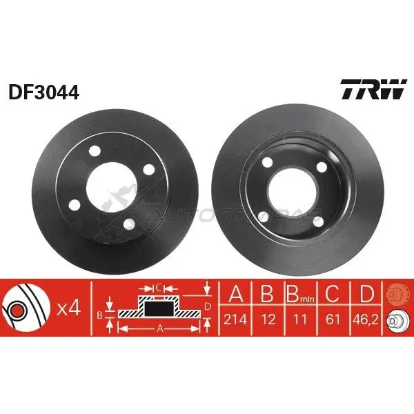 Тормозной диск TRW 9FTO K19 3322937076734 1523815 df3044 - Изображение 1