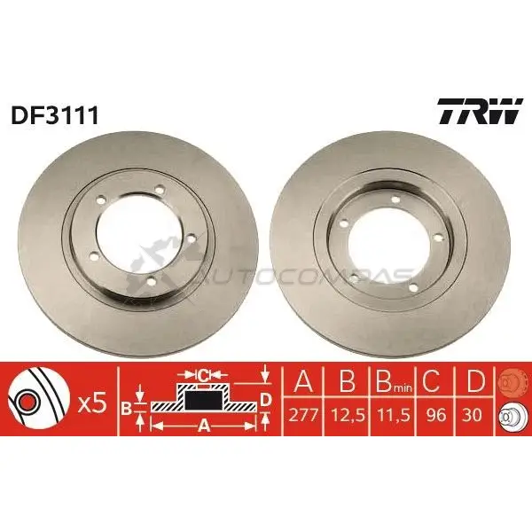 Тормозной диск TRW 1523829 3322937139828 D0 SYEMS df3111 - Изображение 1
