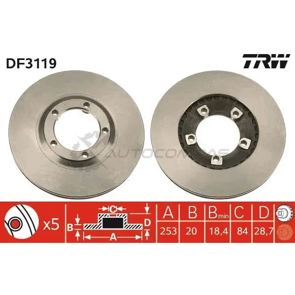 Тормозной диск TRW VYI2 4F df3119 3322937184545 1523836 - Изображение 1