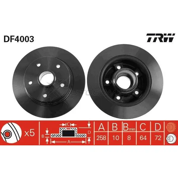 Тормозной диск TRW 6O 79Z 1523841 3322937187195 df4003 изображение 0