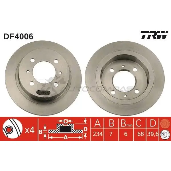 Тормозной диск TRW 1523844 3322937187201 TW2 YC df4006 изображение 0