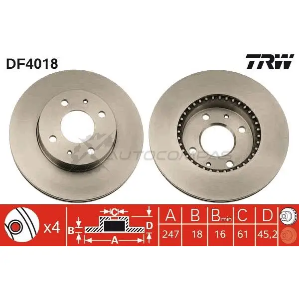 Тормозной диск TRW df4018 RB3 A2 1523856 3322937187270 изображение 0