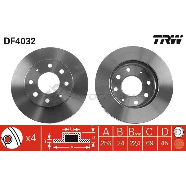 Тормозной диск TRW 1523869 3322937237159 df4032 YZVI 1 изображение 0