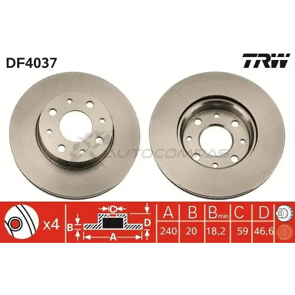 Тормозной диск TRW DF4037 1523874 3322937237388 C 65TZ изображение 0