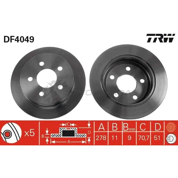 Тормозной диск TRW 3QY2 QXF 3322937274420 df4049 1523885 - Изображение 1