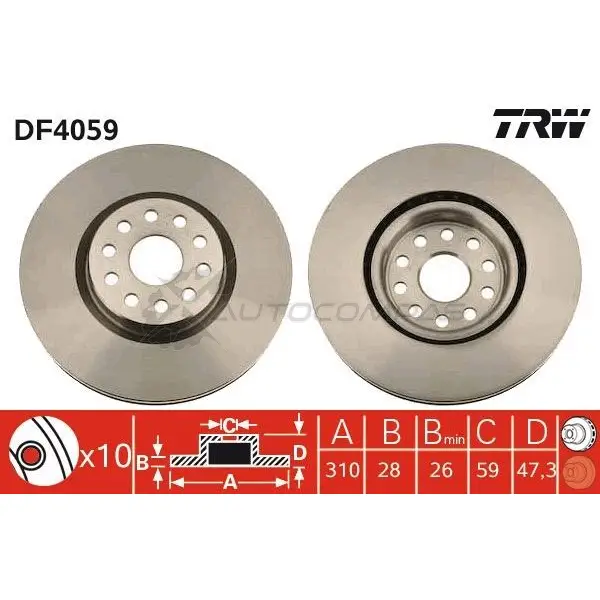 Тормозной диск TRW 6 QHM4U8 3322937268931 1523893 df4059 - Изображение 1