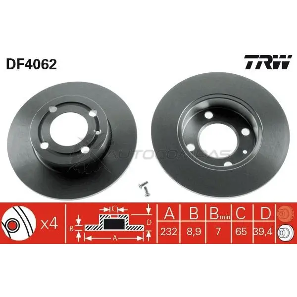 Тормозной диск TRW df4062 3322937268986 BC25 Q 1523895 - Изображение 1