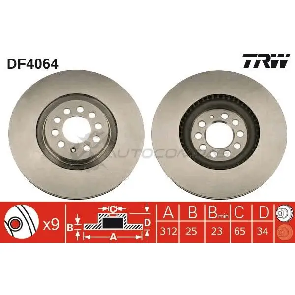 Тормозной диск TRW 6CF VA 3322937275304 df4064 1523896 изображение 0