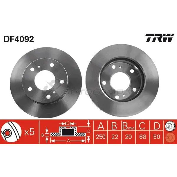 Тормозной диск TRW 3322937275441 1523916 df4092 FNHR8 FP изображение 0