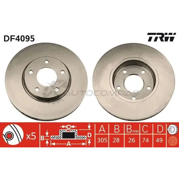 Тормозной диск TRW 1523919 TU OI6Q df4095 3322937274109 - Изображение 1