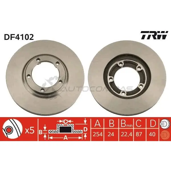 Тормозной диск TRW 1FND J9 1523923 df4102 3322937275496 - Изображение 1
