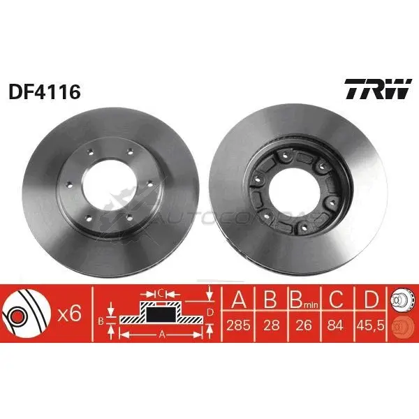 Тормозной диск TRW 1523937 XLWQ F df4116 3322937288595 изображение 0