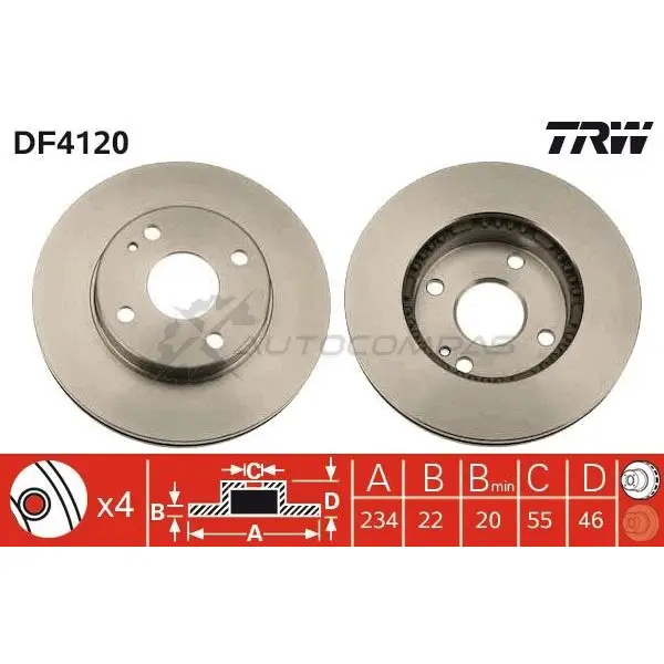 Тормозной диск TRW 3322937288533 1523941 VM LJ3 df4120 - Изображение 1