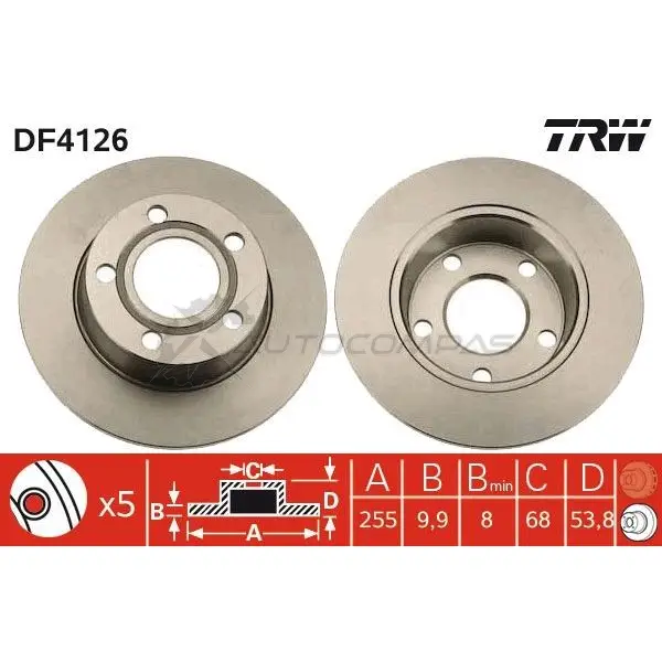 Тормозной диск TRW df4126 ZB 5CB 3322937288687 1523947 - Изображение 1