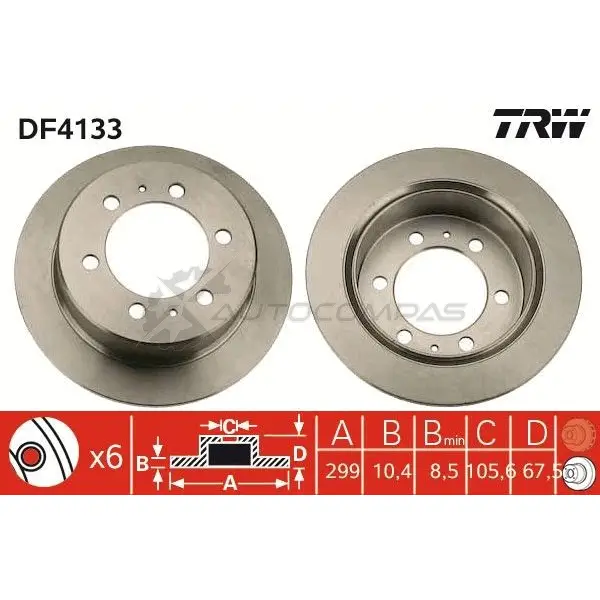 Тормозной диск TRW 3322937288755 3T 79R DF4133 1523952 изображение 0