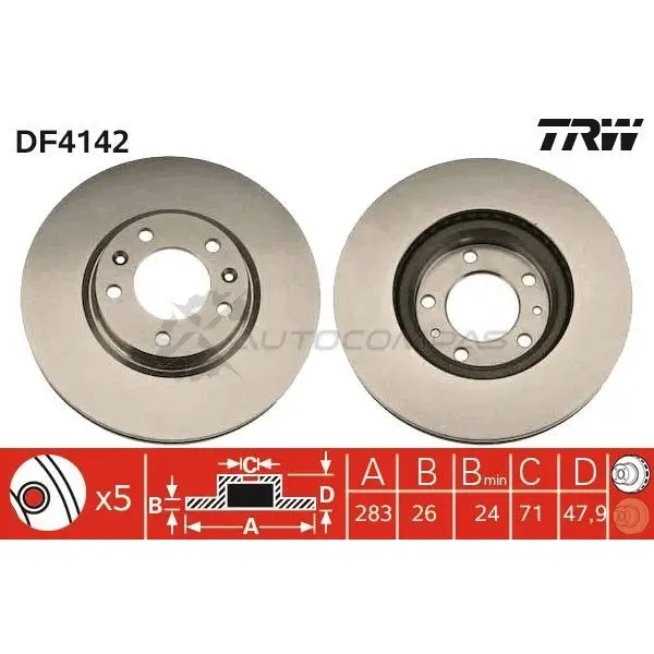 Тормозной диск TRW df4142 3322937288847 RW YVCN1 1523959 - Изображение 1