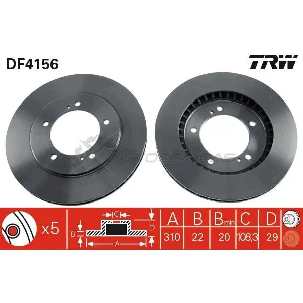 Тормозной диск TRW 1523974 df4156 3322937288984 7Y1E DF6 изображение 0