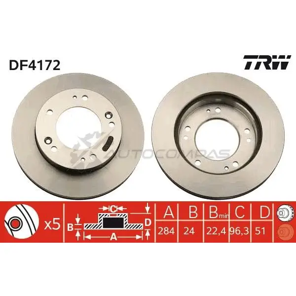 Тормозной диск TRW 1523988 GVUB 5H 3322937289141 df4172 - Изображение 1