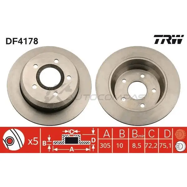 Тормозной диск TRW 3T HU7K 1523990 df4178 3322937289202 изображение 0