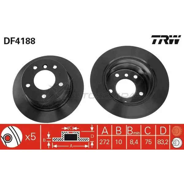 Тормозной диск TRW QK1M Z 1524001 df4188 3322937320868 - Изображение 1