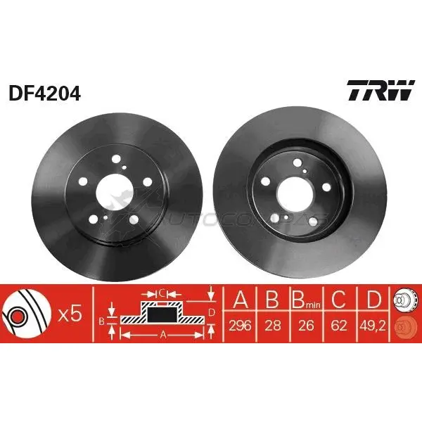 Тормозной диск TRW 1524016 df4204 48F0 6 3322937321018 изображение 0