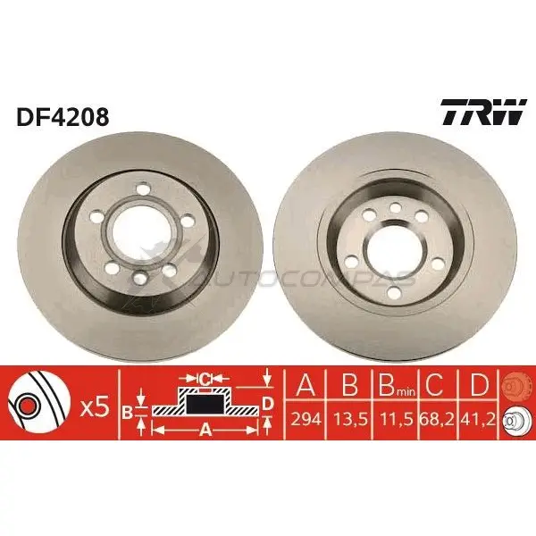 Тормозной диск TRW df4208 1524019 3322937321056 BXF3 PPB изображение 0