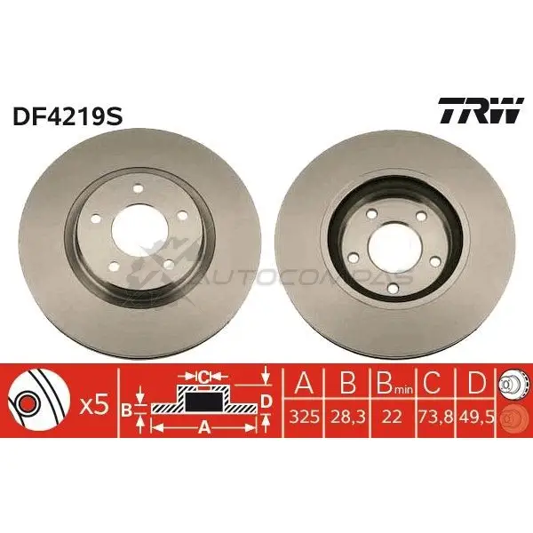 Тормозной диск TRW 3322937390007 1524029 F MAM4 df4219s изображение 0
