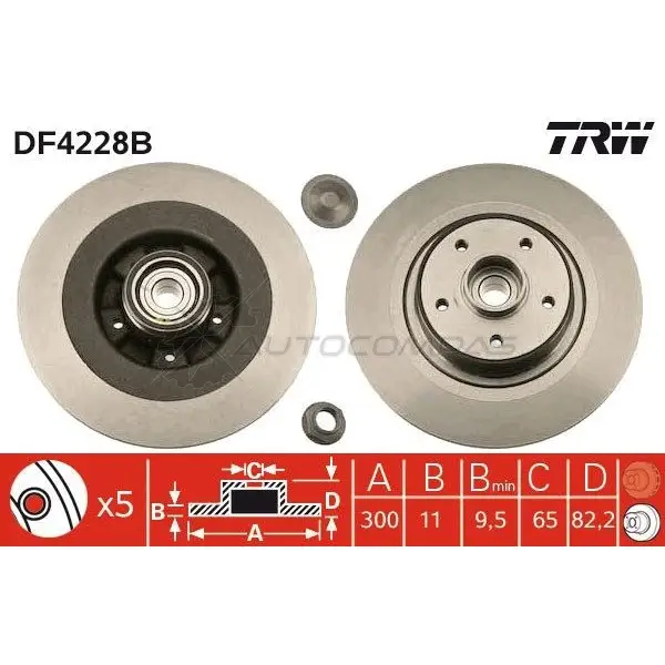 Тормозной диск TRW N5NJ Q 3322937975419 df4228bs 1524041 изображение 0