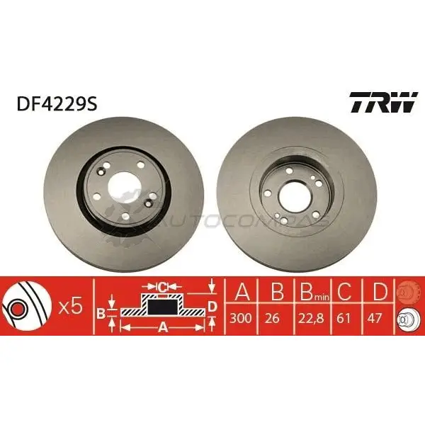 Тормозной диск TRW 3322937390793 1EQN 0 df4229s 1524043 изображение 0