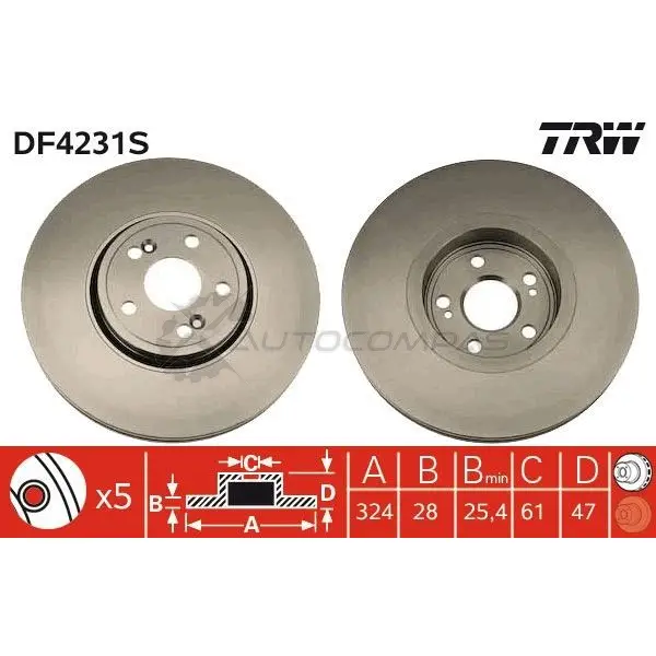 Тормозной диск TRW UTV9T7 1 df4231s 1524046 3322937392742 - Изображение 1