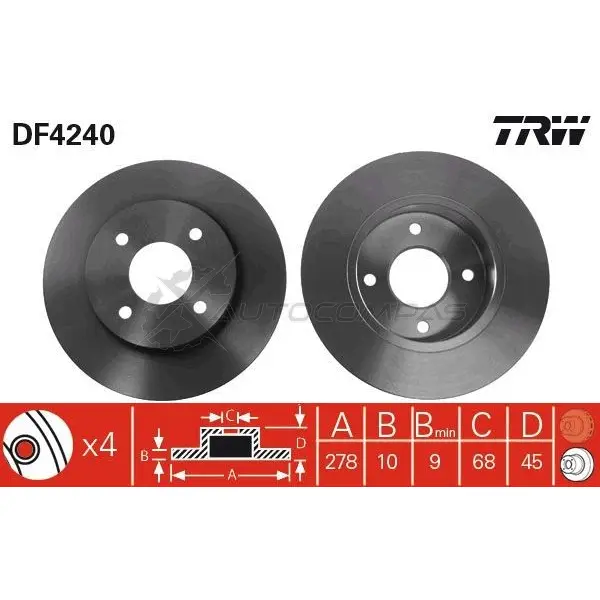 Тормозной диск TRW 7WCON 5 3322937339433 1524055 df4240 - Изображение 1