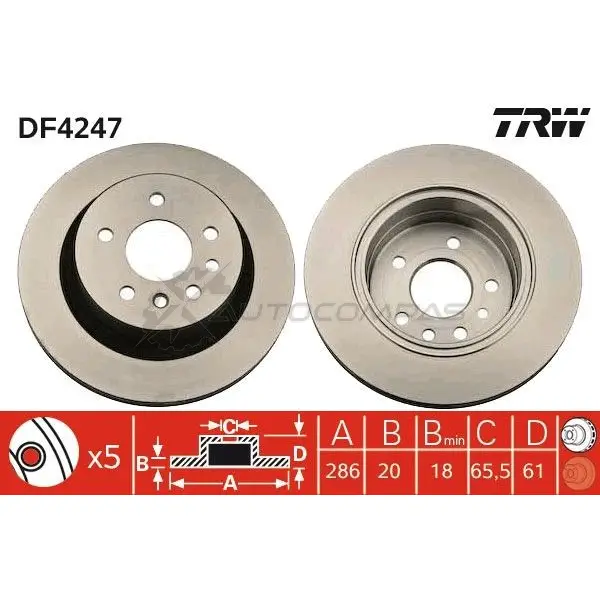 Тормозной диск TRW 1524058 O8C5N H df4247 3322937363124 - Изображение 1