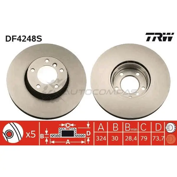Тормозной диск TRW df4248s 3322937390038 1524060 F5 QYWF изображение 0