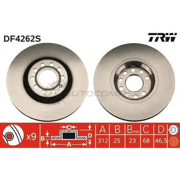 Тормозной диск TRW df4262s 3322937369553 1524074 P NY7Y - Изображение 1