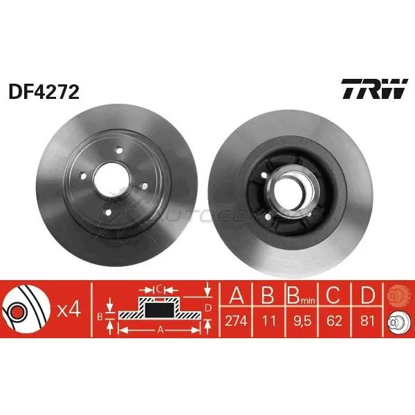 Тормозной диск TRW 3322937369584 QR DFC0 df4272 1524086 изображение 0