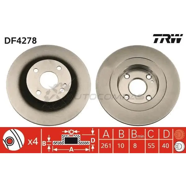 Тормозной диск TRW 4SV 1UO df4278 3322937369720 1524095 - Изображение 1