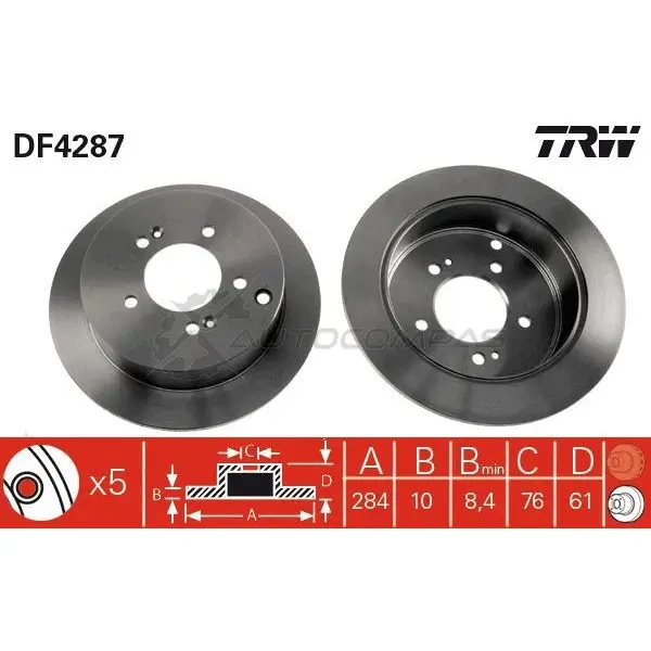 Тормозной диск TRW 1524102 V8 XI02 3322937369744 df4287 изображение 0