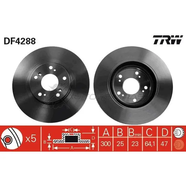 Тормозной диск TRW 1524103 df4288 3322937369591 U3HV 0 - Изображение 1
