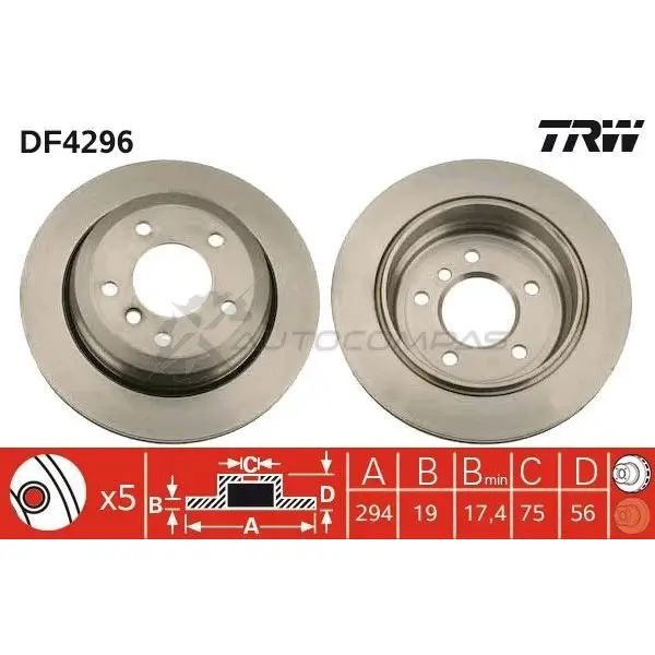 Тормозной диск TRW 3322937369942 KG TQQ df4296 1524110 - Изображение 1