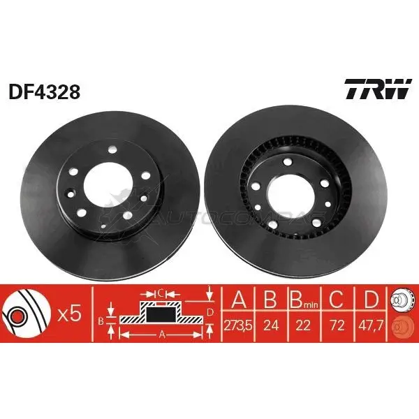 Тормозной диск TRW df4328 25 KQEYG 3322937400348 1524134 изображение 0