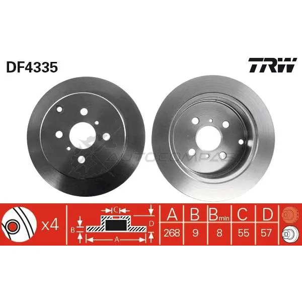 Тормозной диск TRW df4335 3322937402472 1524139 Y 8HBG изображение 0