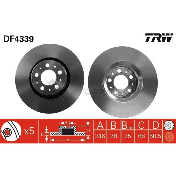 Тормозной диск TRW df4339 3322937402106 I 7NFP6 1524143 изображение 0