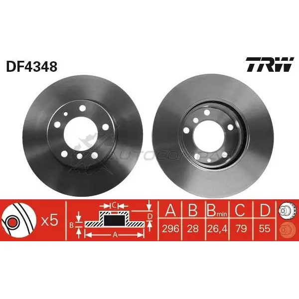 Тормозной диск TRW df4348 1524152 3322937402601 VS2 WN - Изображение 1