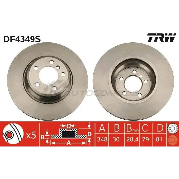 Тормозной диск TRW 93BP WI 1524153 df4349s 3322937462452 - Изображение 1